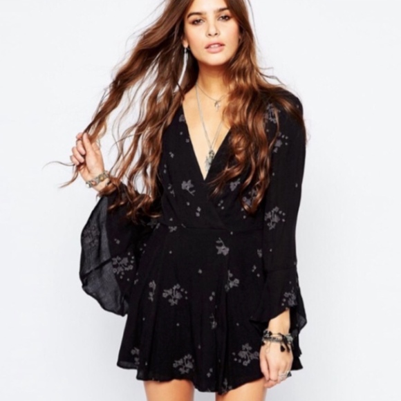 Free People Black Embroidered Long Sleeve Dress - Picture 5 of 5